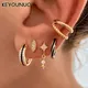 KEYOUNUO – ensemble de boucles d'oreilles en émail noir rempli d'or pour femmes boucles d'oreilles