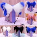 Big Furry Animal Cat Fox Ear Bandeau de sauna en peluche pour femme Kawaii Lolita Maid Hair Band