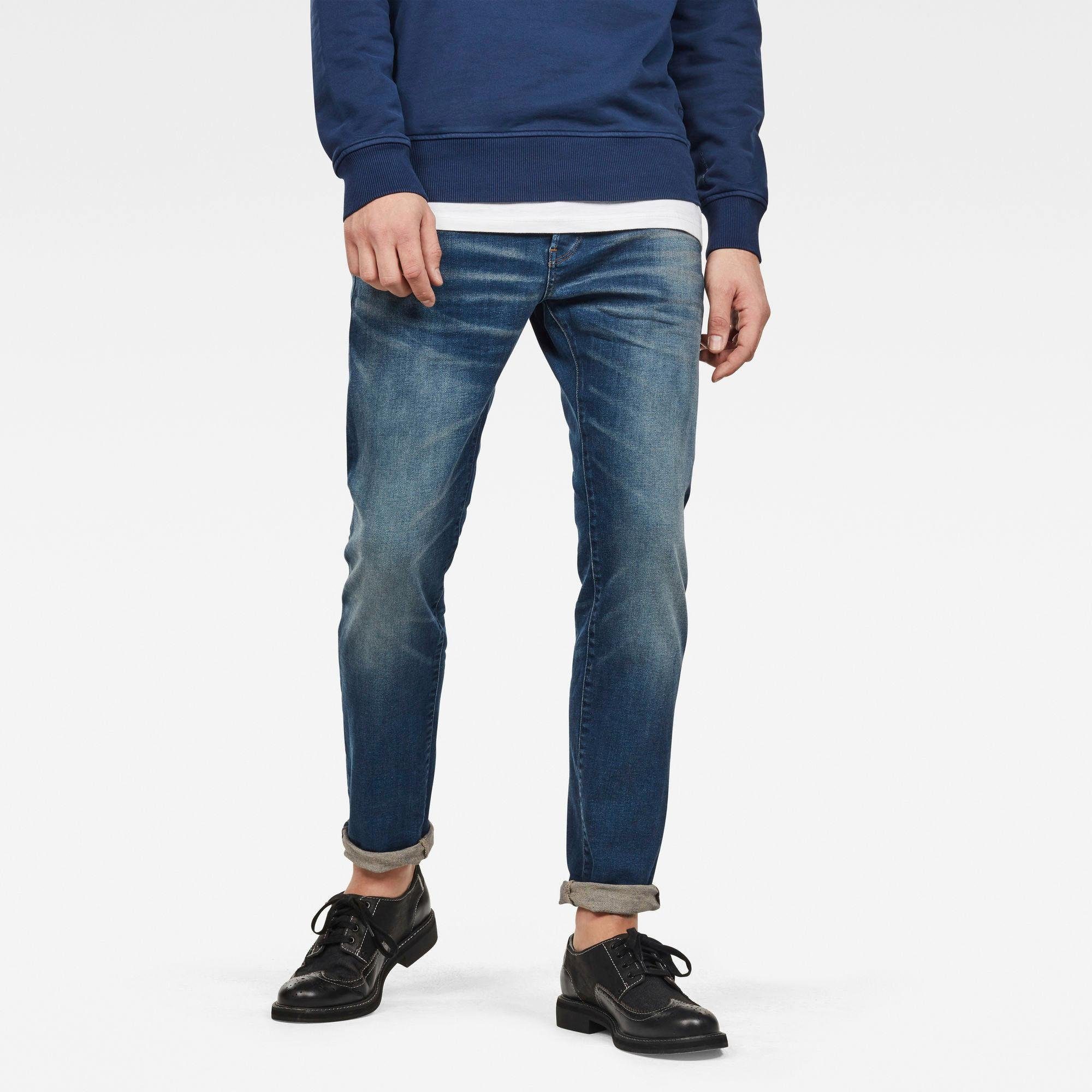 Slim-fit-Jeans G-STAR "3301 Slim", Damen, Gr. 33, Länge 32, blau (worker blau faded), Denim/Jeans, Obermaterial: 98% Baumwolle, 2% Elasthan, slim fit lang, Jeans Slim-fit-Jeans, mit toller Waschung und Elasthan