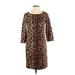 The Limited Casual Dress - Shift: Brown Animal Print Dresses - Women's Size X-Small - Print Wash