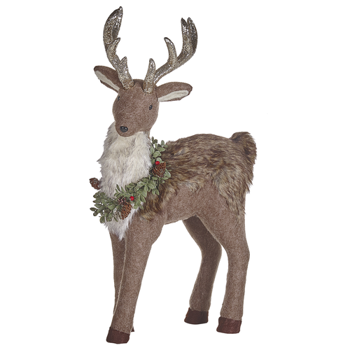Weihnachtsdekoration Braun 70 cm Rentier-Figur zum Aufstellen Tierform Modern Dekofigur Weihnachtsfigur Deko Adventsdekoration Innen Tischdeko