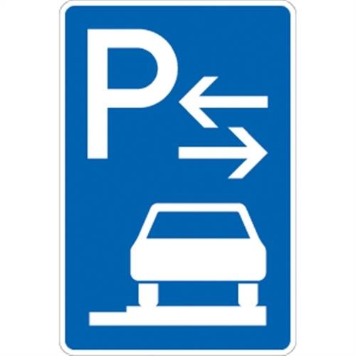Verkehrsschild VZ315-68, Parken ganz auf Gehwegen rechts (Mitte), Alu, RA1, 420x630 mm Image