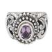 Wisdom Throne,'Balinese Sterling Silver Cocktail Ring with Amethyst Stone'