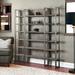 17 Stories Eccles 90" Distressed Metal & Solid Wood Six Tier Bookcase in Gray/Brown | 89.8 H x 84.1 W x 12 D in | Wayfair