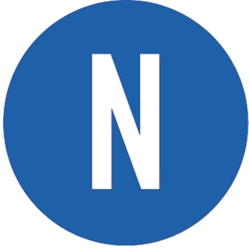 Aufkleber Gleich-/Wechselstromleiter Neutralleiter, Folie, Ø 12,5 mm, 500 Stück/Rolle Image