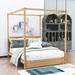Red Barrel Studio® Dayle Wooden Canopy Platform Bed w/ Headboard Wood in Brown | 74 H x 62 W x 83 D in | Wayfair CF5A276936F5497FBE27A74129062D0E