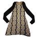 Free People Dresses | Free People Retro Geometric Daisy Floral Print Sweater Mini Dress Xs | Color: Black/Yellow | Size: Xs