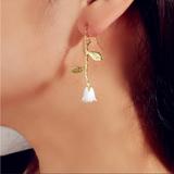 Anthropologie Jewelry | Anthropologie White Rose Drop Earrings Boho Stud | Color: Gold/White | Size: Os