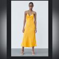 Zara Dresses | Brand New Zara Dresses Nwt. Zara Tangerine Lyocel V-Neck Midi Dress Size S | Color: Orange | Size: S