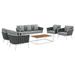 Ergode Stance 6 Piece Outdoor Patio Aluminum Sectional Sofa Set - White Gray