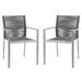 Home Square Aluminum Frame Patio Dining Arm Chair in Charcoal Rope - Set of 2