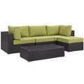 Ergode Convene 5 Piece Outdoor Patio Sectional Set - Espresso Peridot