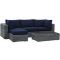 Ergode Summon 5 Piece Outdoor Patio Sunbrella Sectional Set - Canvas Navy