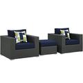 Ergode Sojourn 3 Piece Outdoor Patio Sunbrella Sectional Set - Canvas Navy