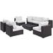 Ergode Convene 8 Piece Outdoor Patio Sectional Set - Espresso White