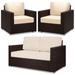 Home Square 3-Piece Set with 2 Outdoor Club Chairs and Loveseat in Espresso