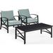 3 Piece Kaplan Outdoor Seating Set with Mist Cushion - Two Kaplan Outdoor Chairs Coffee Table