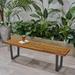 GDF Studio Joa Outdoor Furniture Acacia Wood 2-Person Garden backless Bench Teak and Black