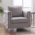 Hassch Modern Velvet Armchair Tufted Button Accent Chair Club Chair for Living Room Bedroomï¼ŒGray