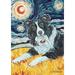 Toland Home Garden Van Growl Border Collie 28 x 40 Inch Decorative Puppy Dog Portrait Starry Night House Flag - 102648