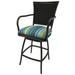 Outdoor Counter Patio Bar Stool 26 Erin - Aqua (Blue) Stripe - Black