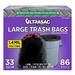 Ultrasac - Drawstring Trash Bags 33 Gallon 1.4 Mil 24 x 9.5 Black 86 Count