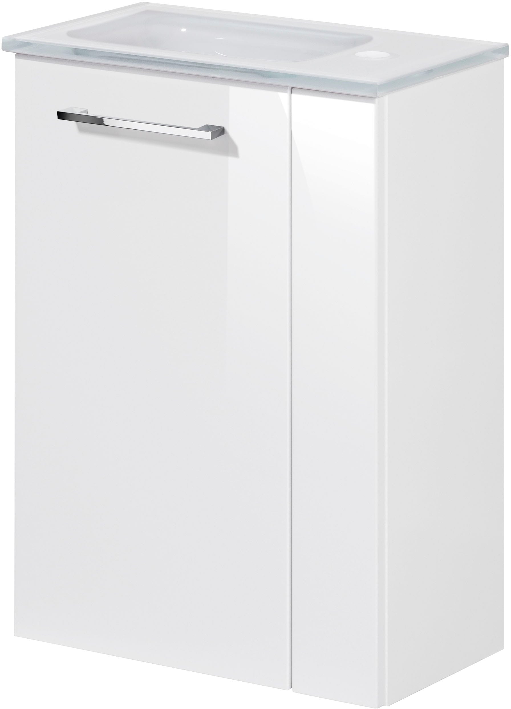 Waschtisch FACKELMANN "SBC", weiß (weiß, weiß matt), B:45cm H:61,5cm T:25cm, Glas, Holzwerkstoff, Waschtische, bestehend aus Becken und Unterbau, Breite ca. 45 cm