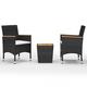 vidaXL 3-tlg. Bistro-Set Poly Rattan und Hartglas : Farbe - Schwarz 3