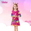 VIKITA – robe à fleurs pour enfants manches longues vêtements colorés pour filles de 3 à 12 ans