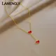 LAMENGLY-Collier Long Coeur Rouge pour Femme Acier Inoxydable SION L Clavicule Bijoux Cadeaux