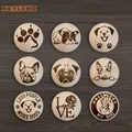 NEYLEND – poignée de tiroir en bois gravée conception de jolis chiens boutons en bois naturel