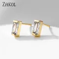 ZAKOL – boucles d'oreilles Baguette Simple en zircone pour femmes bijoux de fête couleur or