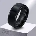 Vnox – bague en titane noir 8mm pour hommes bracelet de mariage à Surface mate Simple taille