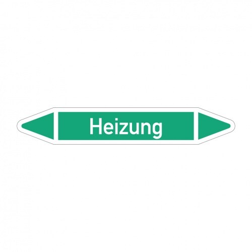 Aufkleber I RKZ-Etikett Heizung,DIN 2403,grün/weiß,für Ø 25-40mm,154x26mm,5/Bogen Image