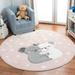 SAFAVIEH Carousel Kids Hugging Koalas Area Rug Pink/White 4 x 4 Round