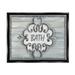Stupell Industries Bath Grey Bead Board with Scroll Plaque Bathroom Jet Black Framed Floating Canvas Wall Art 24x30 by Bonnie Wrublesky