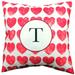 Heart Pattern Monogram Decorative Pillow - 16 x 16 T