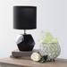 Simple Designs Round Prism Mini Table Lamp with Matching Fabric Shade Black