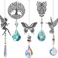 5Pack Crystal Sun Catcher Rainbow Maker with Prism Decorative Owl Hummingbird Butterfly Prism Gift