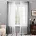 Deconovo Ombre Linen Sheer Curtains Rod Pocket Semi Sheer Curtains for Bedroom Living Room 2 Panels 52x45 inch Dark Gray