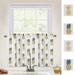 Kitsin Kitchen Curtains Pineapple Print Linen Blend Tier Curtains Small Half Light Filtering Curtains for Cafe Bathroom