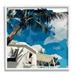 Stupell Industries Tropical Summer Cottage Girl Clear Blue Sky Graphic Art White Framed Art Print Wall Art Design by Amelia Noyes