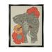 Stupell Industries Standing Elephant Bright Poppies Floral Paisley Fractals Graphic Art Jet Black Floating Framed Canvas Print Wall Art Design by Valentina Harper