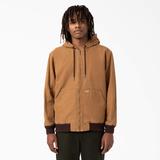 Dickies Men's Hooded Bomber Jacket - Stonewashed Brown Duck Size L (JTR07)