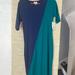 Lularoe Dresses | Lularoe Nwt Colorblock Teal/Turquoise + Navy Geometric Julia Midi Dress | Color: Blue/Green | Size: M