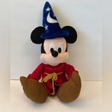 Disney Toys | Disney Parks Mickey Mouse Plush 12" Fantasia Sorcerer Wizard Hat Stuffed Toy | Color: Black/Red | Size: One Size