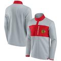 Men's Fanatics Branded Gray/Red Chicago Blackhawks Hockey Polar Fleece Quarter-Snap Jacket