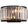 OOWOKS Crystal Wall Lamp Indoor Modern Crystal Lamp LED Wall Light Half Round Up Down Lamp Bedside Lamp Dimmable 3 Colours E14 2-Light Wall Lighting for Living Room Bedroom Stairs Hallway,Black