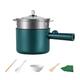 Electric Hot Pot, 1,8L Mini Non-Stick Electric Pan, Portable Mini Electric Skillet with Lid, Spatula and Multi Cooker, Multifunction Cooking Pot with Steamer for Travel/Dorm (Green with Steamer)