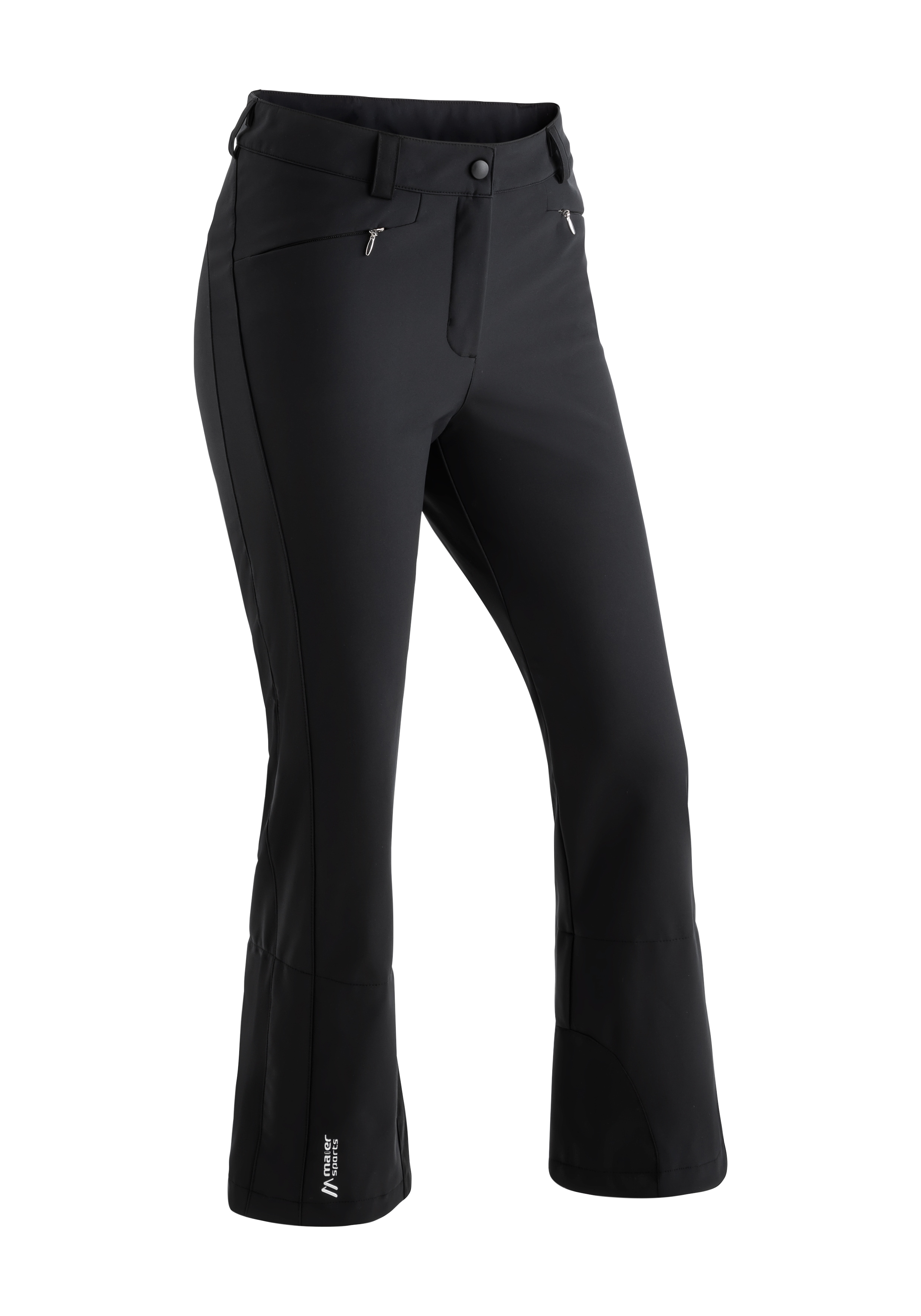 Skihose MAIER SPORTS "Mary", Damen, Gr. 36, Normalgrößen, schwarz, Vorderseite: 92% Polyester, 8% Elasthan / Rückseite: 100% Polyester, Hosen, Eng geschnittene Softshellhose in femininer, sportlicher Silhouette Image